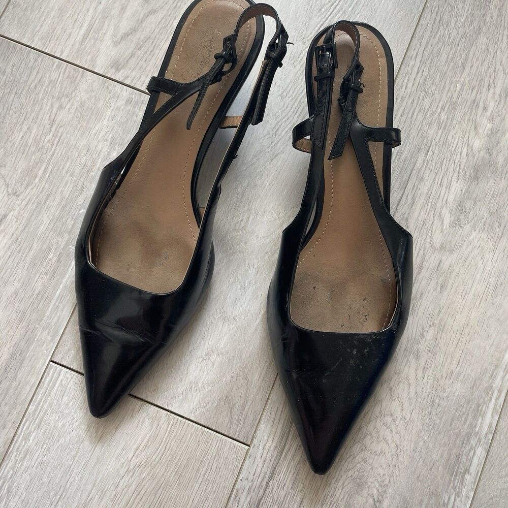 & Other Stories Kitten Heels slingback adjustable womens Black size 8.5 classic